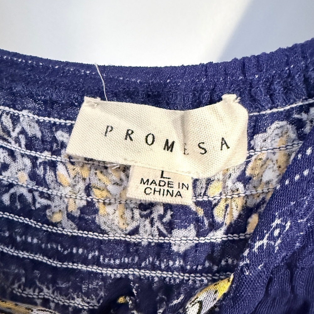 Promesa Floral Patterned Flowy Blue Spaghetti Strap Maxi Dress Size Large NWOT - Picture 2 of 7